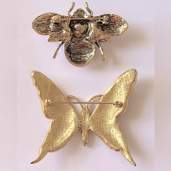 🦋🐝 Vintage Rhinestone Brooch Bundle Butterfly & Bee - Picture 5 of 7